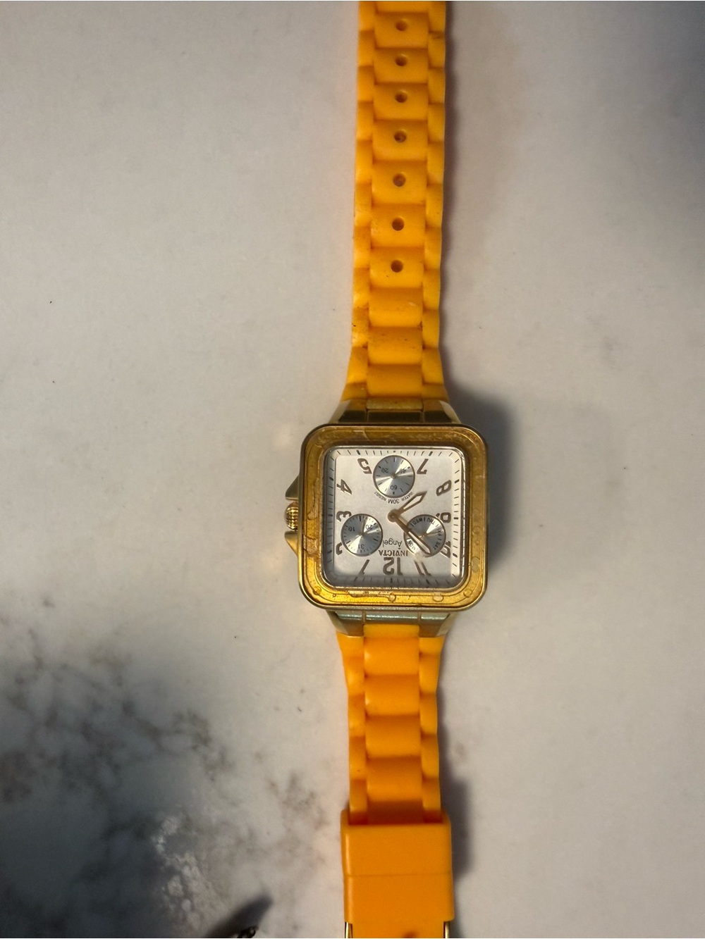 Invicta orange Silicone Strap Square Chronograph Watch - Unbranded